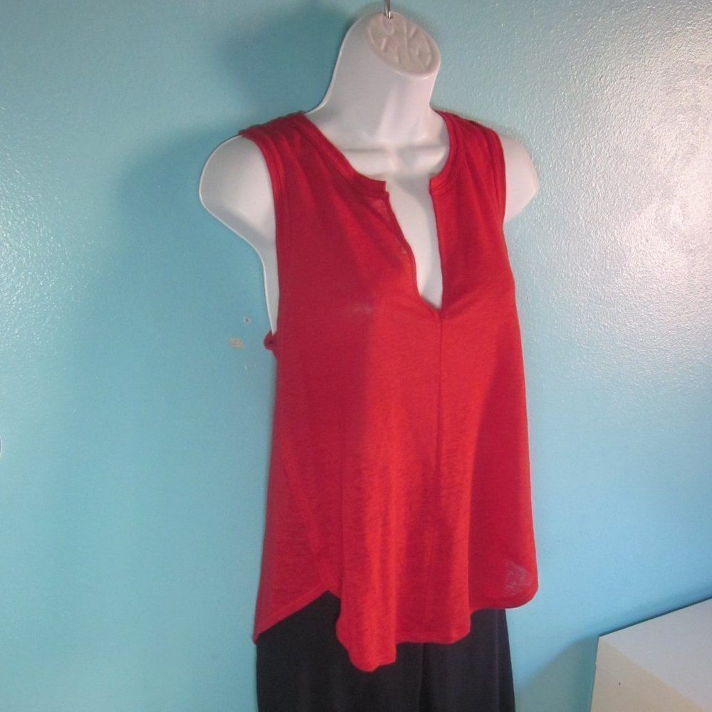 Madewell Womens Size S Coral Red 100% Linen Summer Tank Top 36" Bust - Picture 7 of 11
